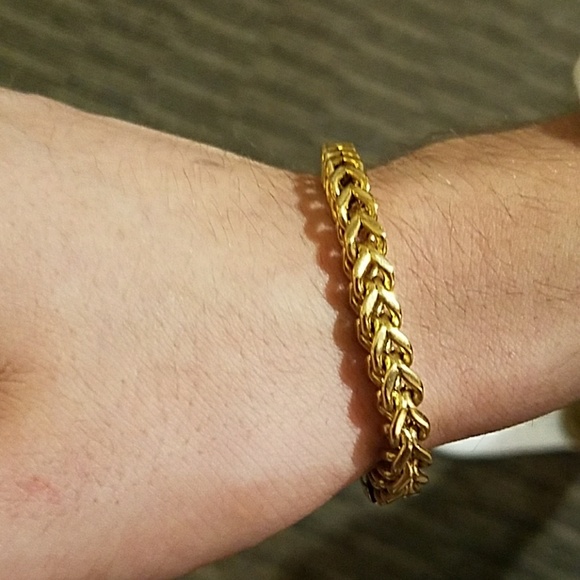 NEW! Men's "18k Gold" Chain Link Bracelet - Picture 2 of 5